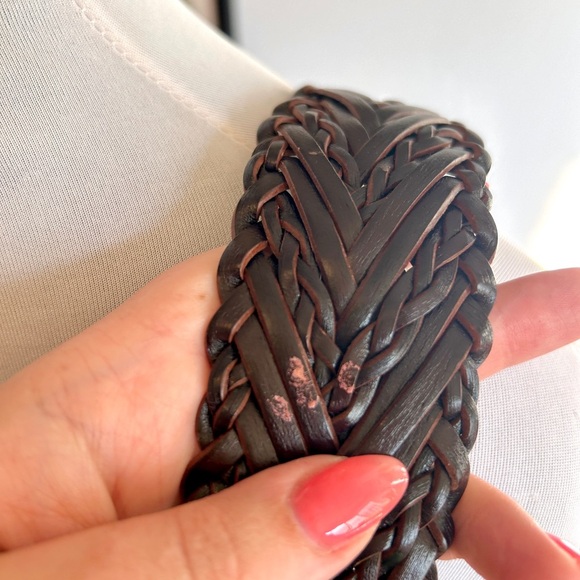 Vintage Style Bohemian Western Braided Bonded Leather Belt – Dark Brown - Picture 7 of 7